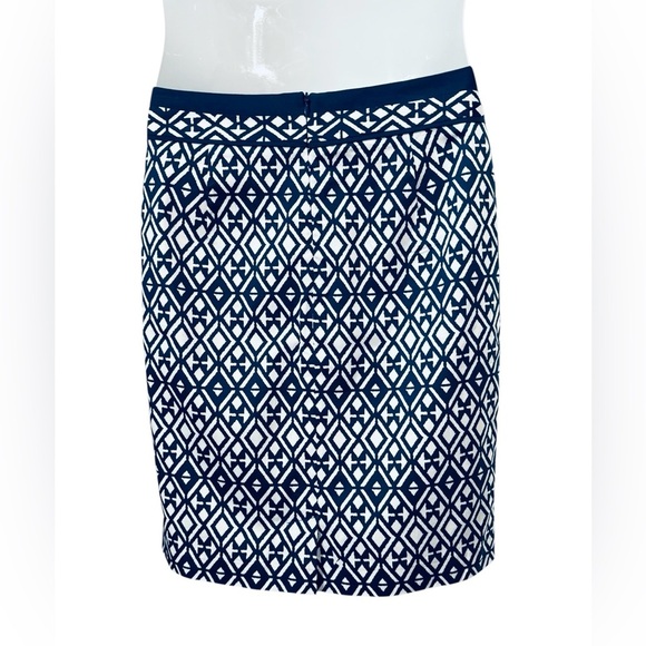 NEW, Mario Serrani Italy, Geometric Print Skirt, Navy & White, Size M - Picture 6 of 10